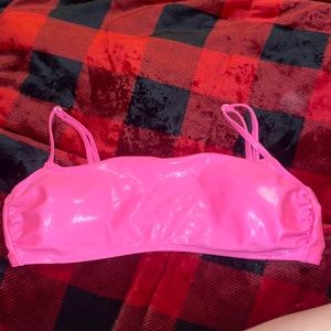Pink Leather Bikini Top